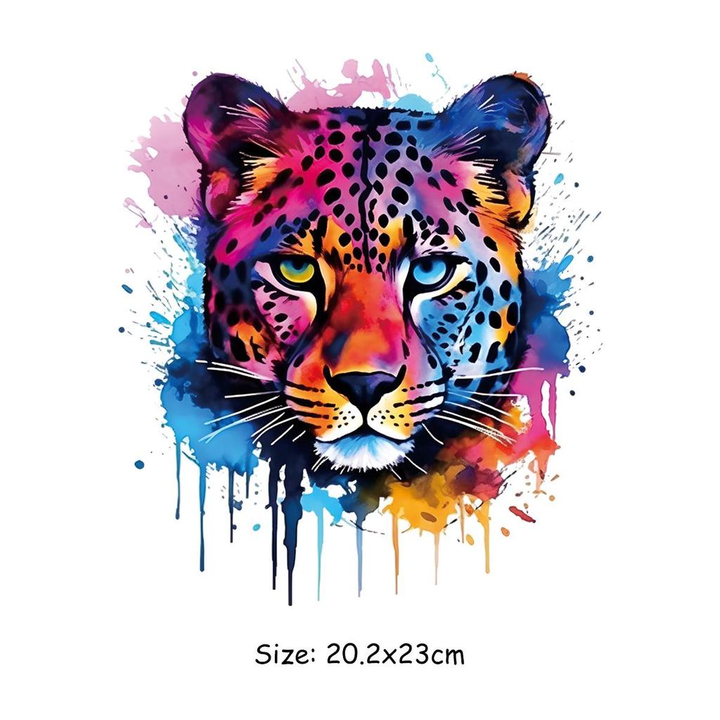 Fierce Leopard Looking At You Heat Transfer Sticker, DIY Iron-On Decals For Clothes, T-Shirt Making, Pillow Decorating