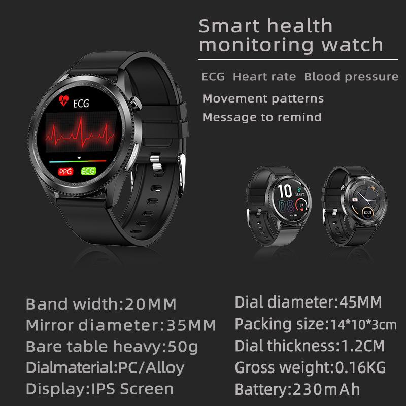 Smart ECG Watch: Health Monitor for Sleep, Blood Pressure, and Oxygen - Ideal for Elderly Men and Women