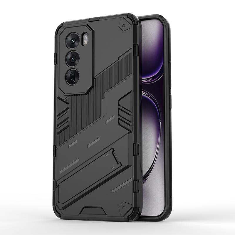 Oppo Reno 12 11 F 9 Pro Punk Armor ütésálló lökhárítóhoz, strapabíró gumírozott PC-hez, kitámasztó tokkal, állványtartó burkolattal