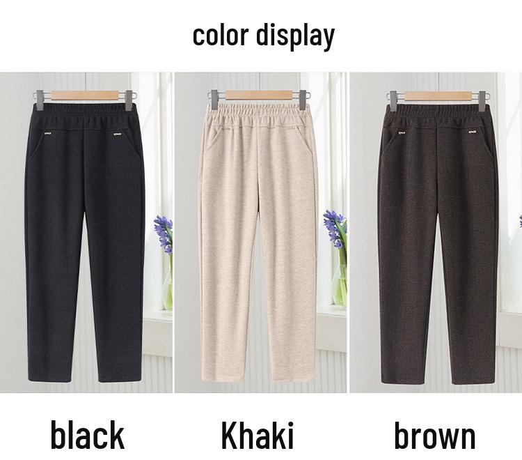 Mom's Warm Winter High-Waisted Velvet Straight-Leg Pants for Seniors