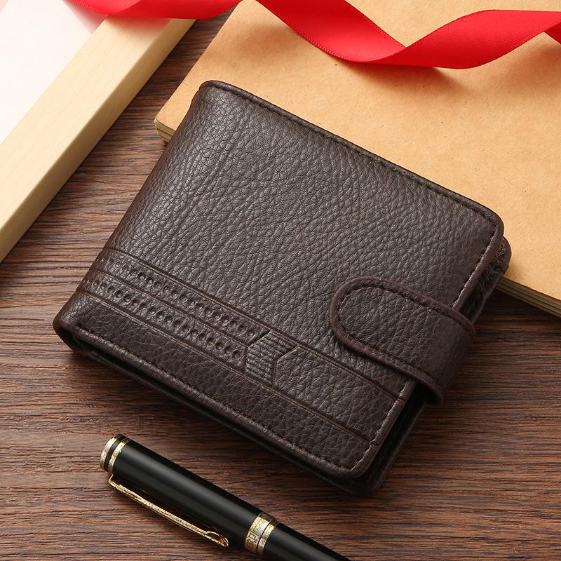 Men's PU Leather Zipper Buckle Short Wallet Coin Purse - New Style