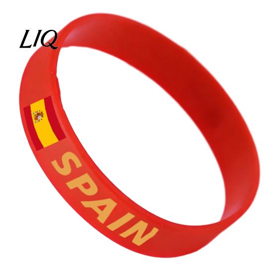 Non-slip Sports Band Soccer Silicone Bracelet, National Flags Adjustable Wristbands with Wristband Snap Buckle for Events, Party Supplies