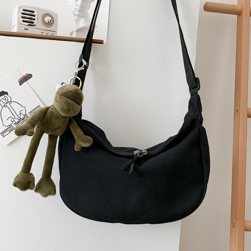 

Корейская версия студенческой холщовой однотонной сумки через плечо женская Harajuku Hong Kong ветер темно-черный ветер минималистичная сумка через плечо с приливом 1