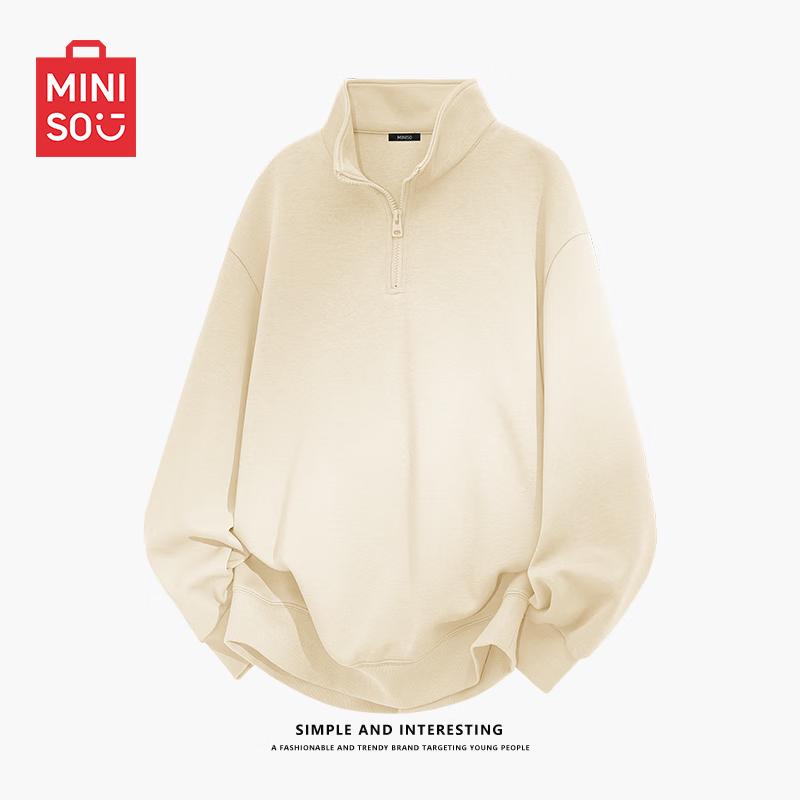 

MINISO Men s Oversized Stand-Collar Half-Zip Sweatshirt 3XL
