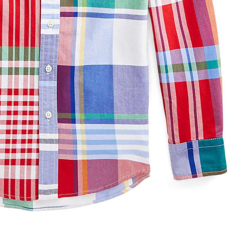 Polo Ralph Lauren Oxford Cloth Fun Plaid Long Sleeve Logo Shirt Kids shirts Red Blue CWPOWOVY6820232