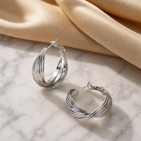 1 Pair Twisted Hoop Earrings for Women, Minimalist Chunky Twisted Earrings, Large Vintage Jewelry for Daily Prom Party