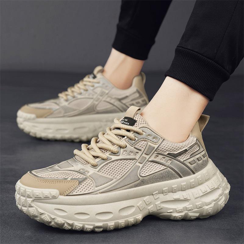 Fashion Mens Distressed Style Dad Shoes 2025 New Spring Breathable Thick Tire Sole Casual Sneakers