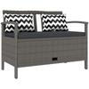 160L Storage Two-Seater Rattan Bench - Grey