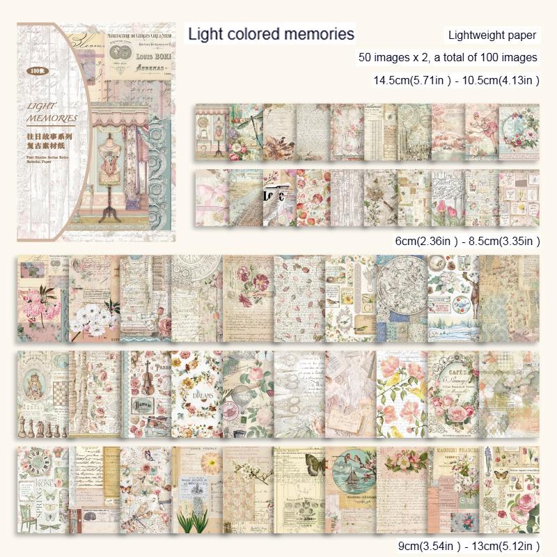

100Pcs/Pack Past Stories Vintage Series Scrapbooking Material Paper Journal Collage DIY Stationery Supplies