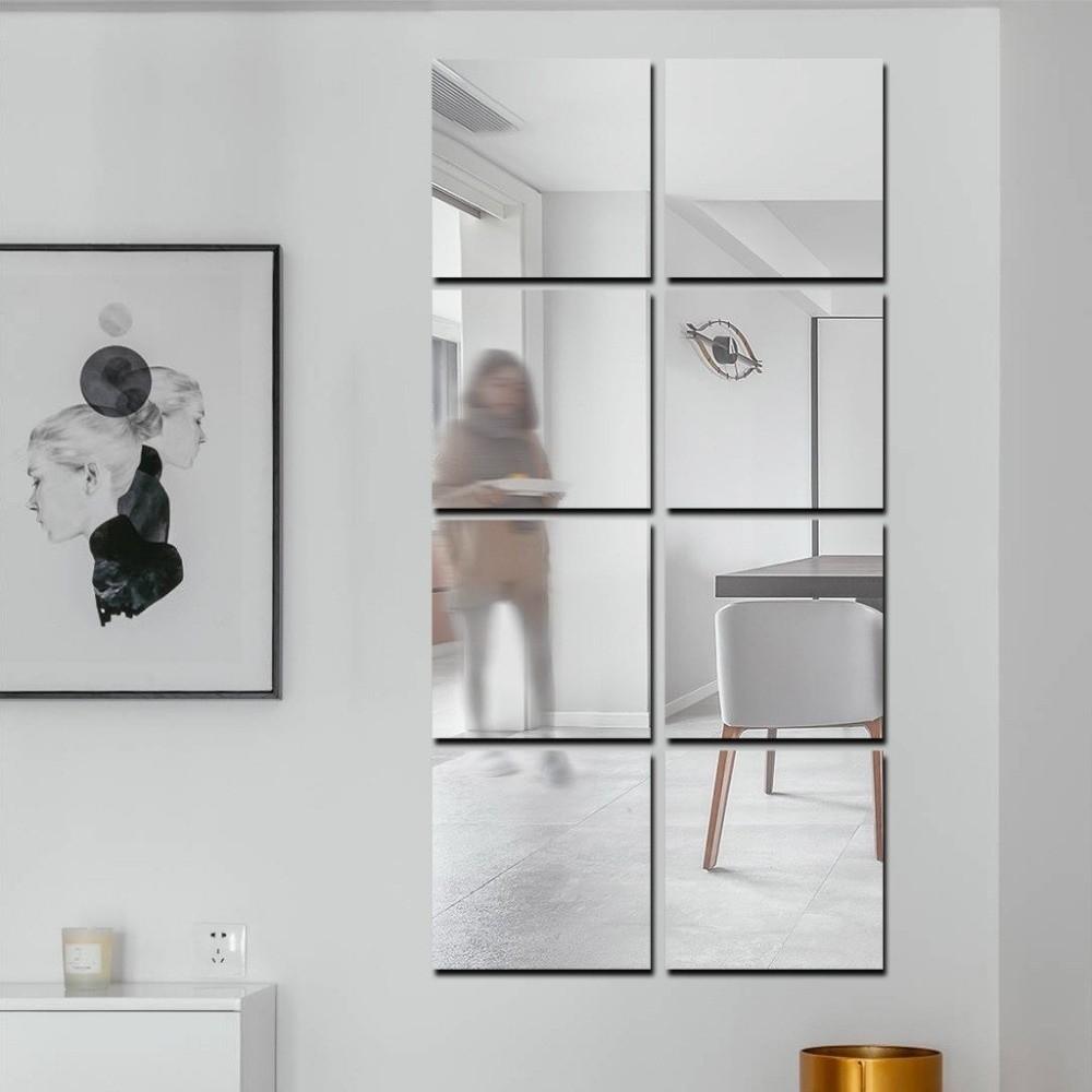 10 pcs Acrylic Self-Adhesive Mirror DIY Wall Stickers Easy Install Flexible Mirror Bathroom