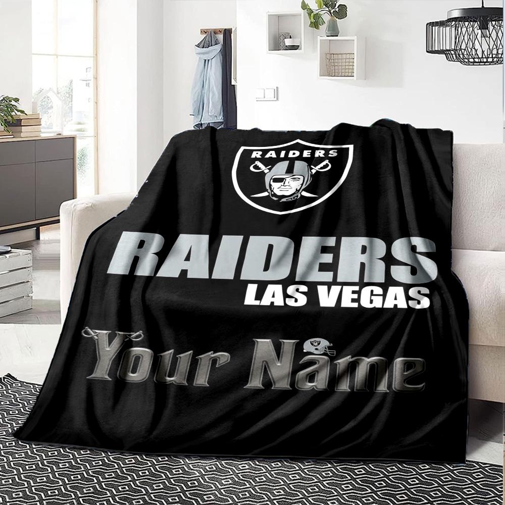 Name Custom Las Vegas Raiders Print Flannel Blanket High Quality Warm Comfortable Cover for All Seasons Perfect for Gifts Home Decor