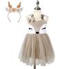 Girl Deer Costume Accessories with Dress and Headband Christmas Elk Dress Up Outfit for Kid Halloween Christmas Cosplay