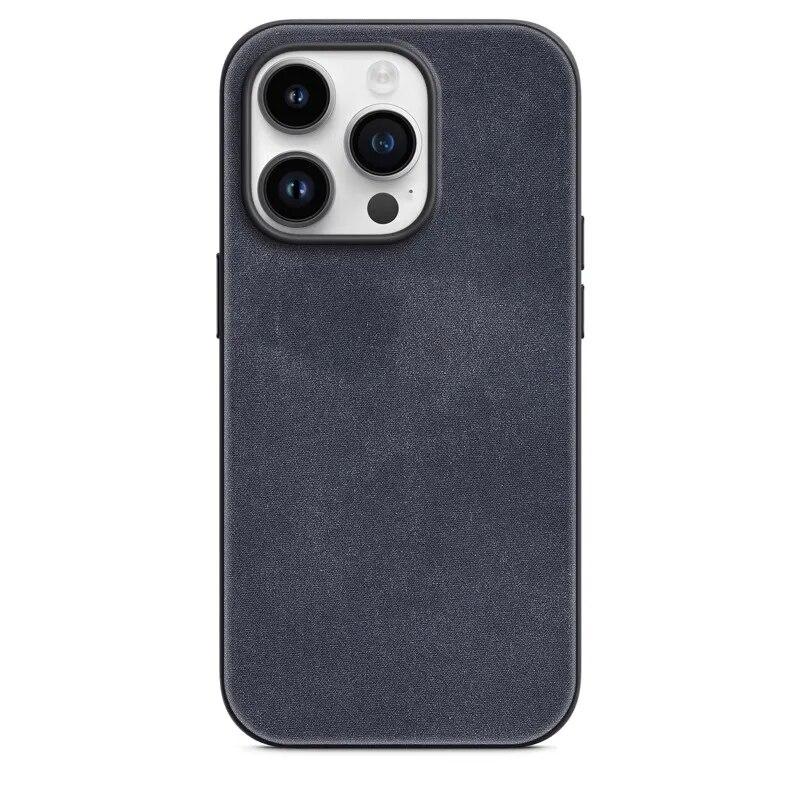 

Чехол из натуральной кожи для IPhone 15 Pro Max, ультратонкий чехол для телефона с магнитной функцией беспроводной зарядки For iPhone 15 pro чёрный