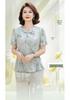 Elegant Chinese Style Summer Fashion Set: Short Sleeve Top & T-shirt for Middle-aged and Elderly Women