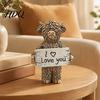 Thoughtful Keepsake Gifts Highland Cow Desktop Ornament Heartwarming Animal Figurine Resin Romantic Anniversary Presents Statue with Confession Sign