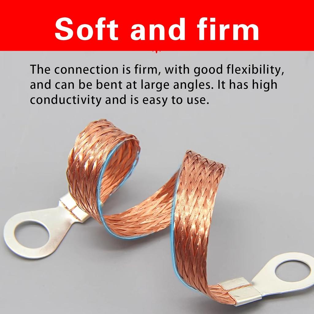 5 PCS Automotive Engine Grounding Strap, Flexible Tensile-Resistant Copper Braided Distribution Box Bridge Jumper, Car Multi-Purpose Heavy-Duty
