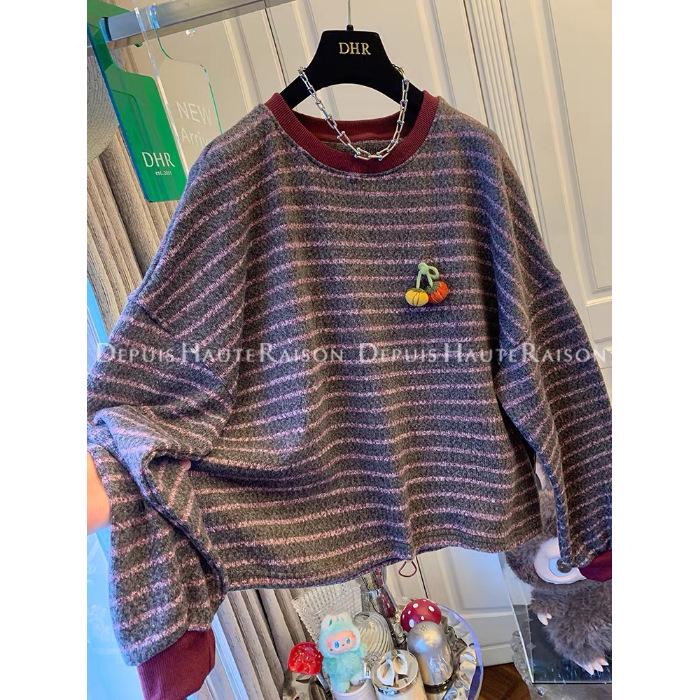 Plus Size Autumn Winter Striped Long Sleeve Casual Hoodie for Women M