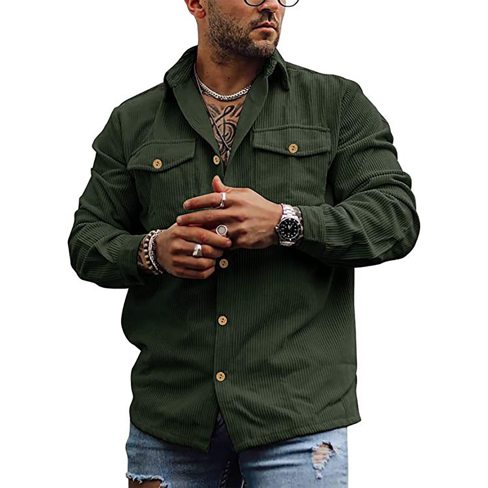

Men s Spring And Three-dimensional Patch Pocket Jacket Button Print Jacket Men XXL