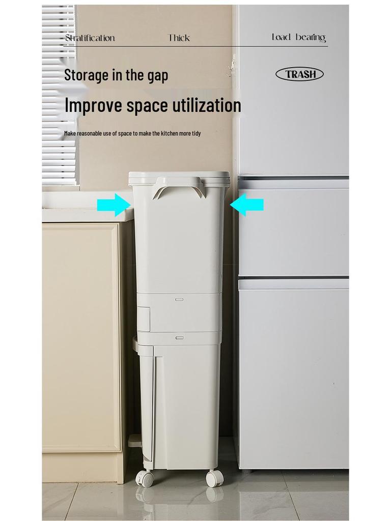 2026 Large-Capacity Kitchen Trash Can with Lid, Double Layer for Dry & Wet Waste Separation