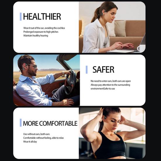 Wireless Earphone High Fidelity Noise Reduction IPX5 Waterproof Bluetooth-compatible5.0 Bone Conduction Sports Earbud for Driving