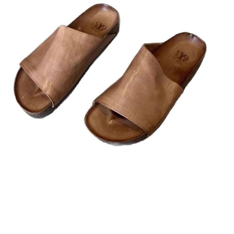 French One-word Slippers Women's Summer Vacation Beach Shoes New Casual Open-toed Flat-bottomed Non-slip Cool Slippers