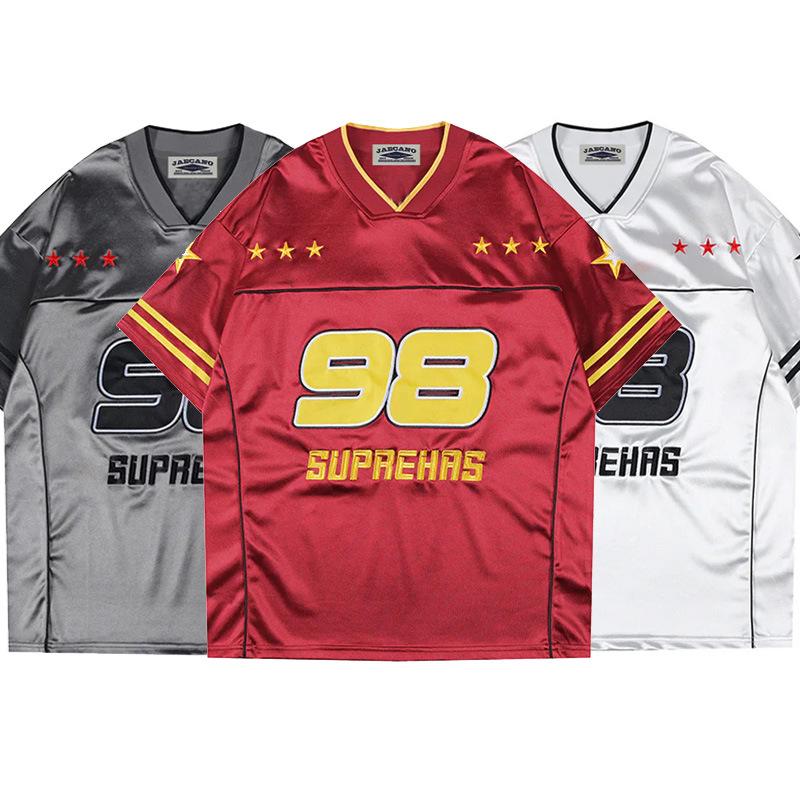 American Retro Sports Jersey Short-sleeved Fans European and American Street Tide Brand Loose Fan Version