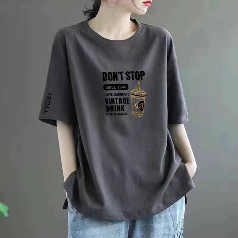 Women's Plus Size Loose Short Sleeve T-Shirt Round Neck Print Casual Summer Tops