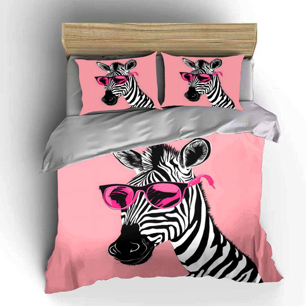 "Zebra-Inspired Funky Decor Trio" Exquisite Three-piece Bedding Set Gift for Kids and Adults
