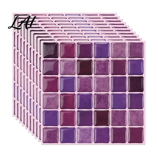 Waterproof Kitchen Backsplash Decal 10Pcs 3D Mosaic Wall Sticker Oil-Proof Tile Decal Peel And Stick Stickers Backsplash Self-Adhesive Bathroom