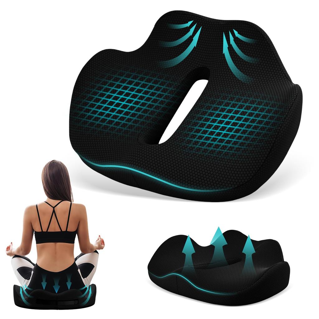 Memory Foam Cushion for No Pain In the Hollow Seat Removable Thick Seat For All Seasons Chairs, Buttocks, Design, Anti-Slip, Breathable, Cushion,