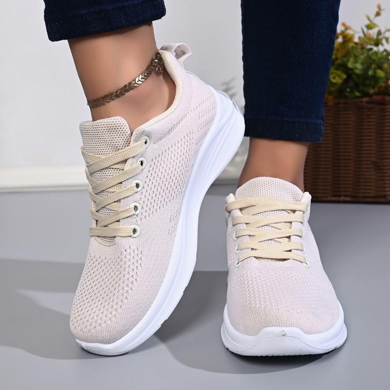 Bequeme Sneaker Frühling und Herbst Neu Runde Spitze Mesh Schnürung Weiche Sohle Rutschfest Low-Top Einzel