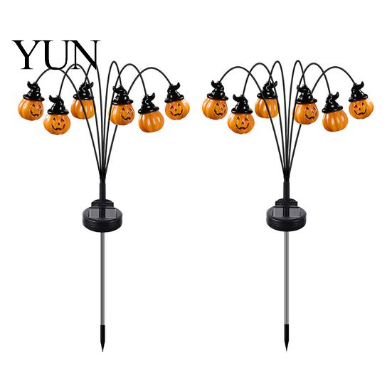 Decorative Yard Stakes for Halloween Solar Pumpkin Light, LED Scary Jack-o-Lantern Swaying Garden Stake Landscape Illumination Waterproof Pathway