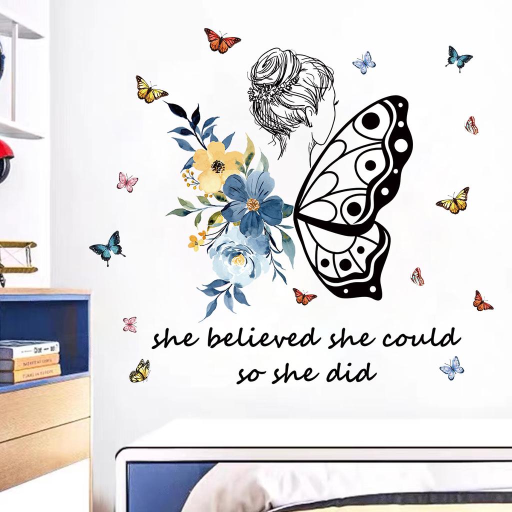 1Pc Watercolor Butterflies Wall Stickers Room Decor for Kids Room Bedroom Wall Decoration Nursery Living Room Wall Decals DIY