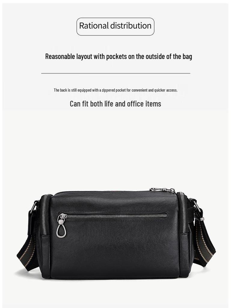 Trendy Men's Genuine Leather Messenger Bag - Casual, Fashionable, First Layer Cowhide Small Shoulder Bag