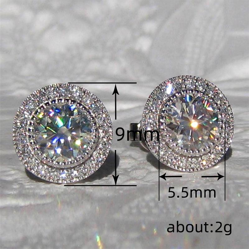 Boucles d'oreilles, Incrustées de Zircon Rond Super Flash Diamant Complet Boucles d'Oreilles Puces Pour Femmes, Boucles d'Oreilles Tempérament Élégant