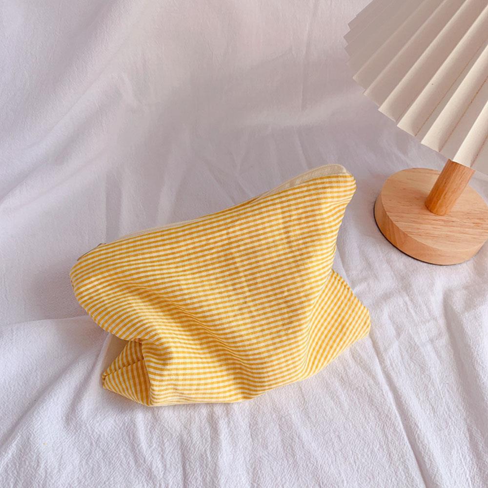 Hot Sale Women Plaid Makeup Bag Large Capacity Cotton Zipper Pouch Purse Travel Makeup Bag Portable Simple Pouch Cosmetic Bag