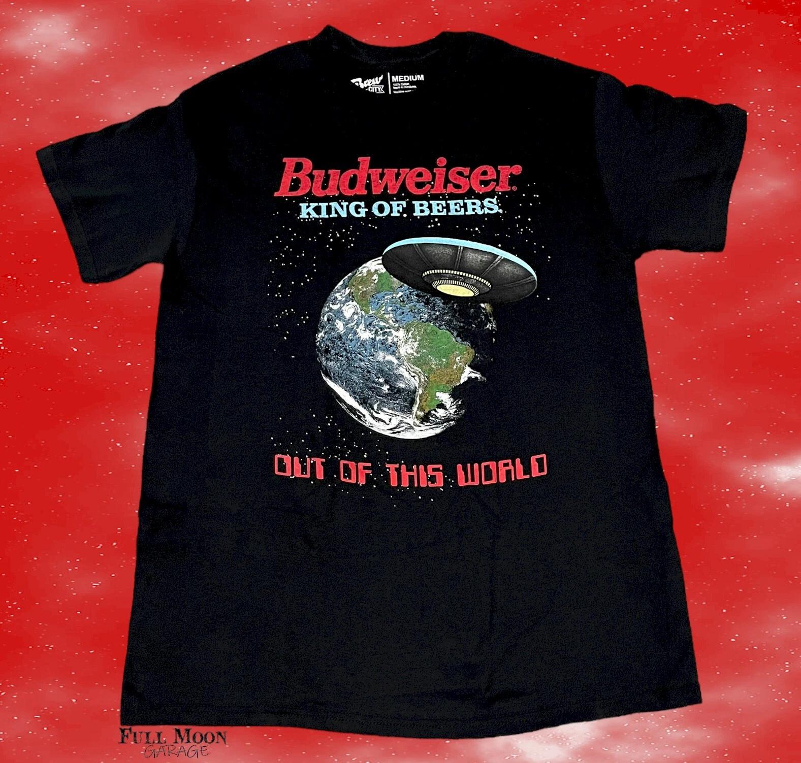 New Budweiser Beer Bud Out Of This World Classic Men s Vintage T-Shirt 2XL
