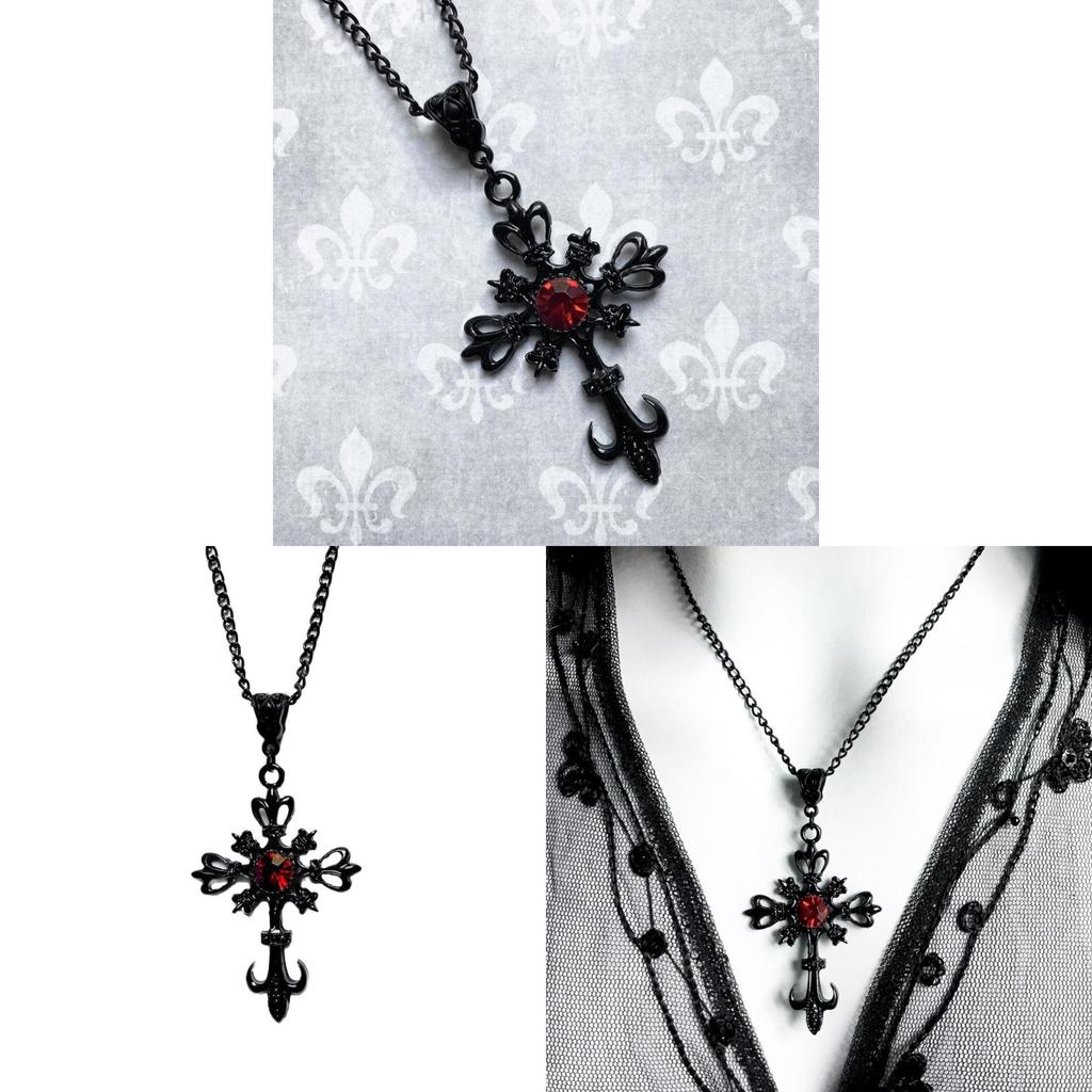 Gothic Cross Pendant Necklace For Women With Alloy Material And Geometric Style