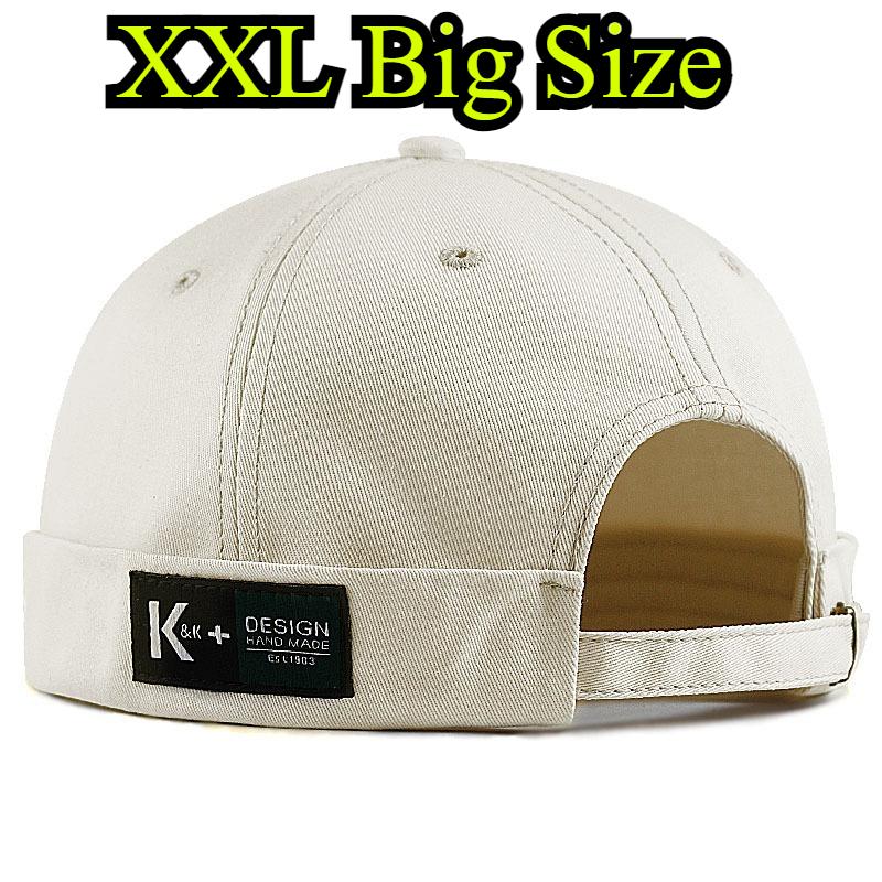 Bonnet Vintage à Grande Tête Sans Visière Casquettes Docker Sans Bord Casquette Dôme Rétro pour Hommes Femmes Hip Hop Printemps Été XL 62