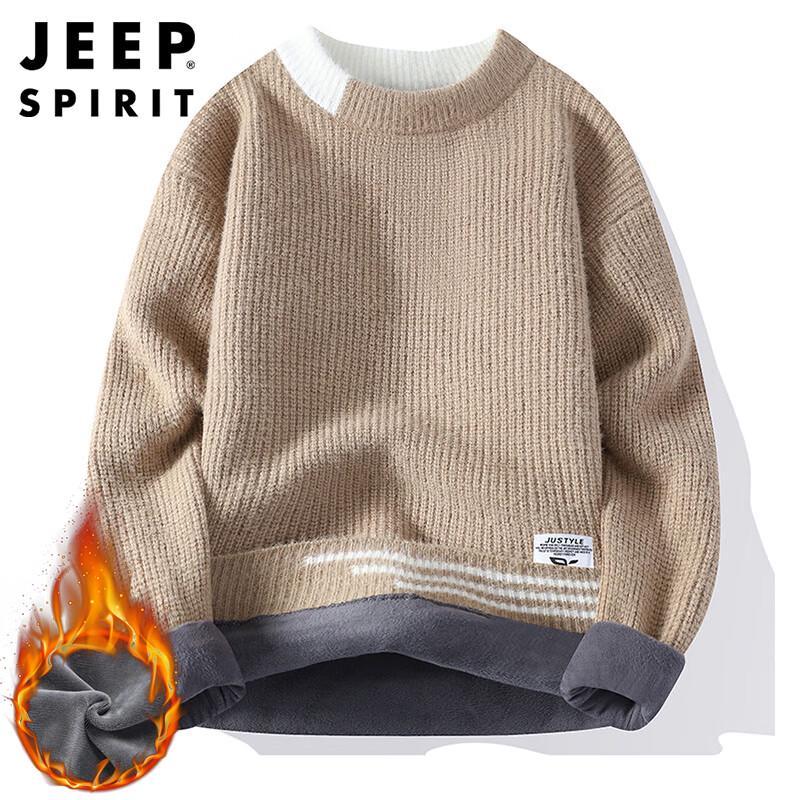 JEEP SPIRIT Men's Round Neck Long Sleeve Knit Sweater
