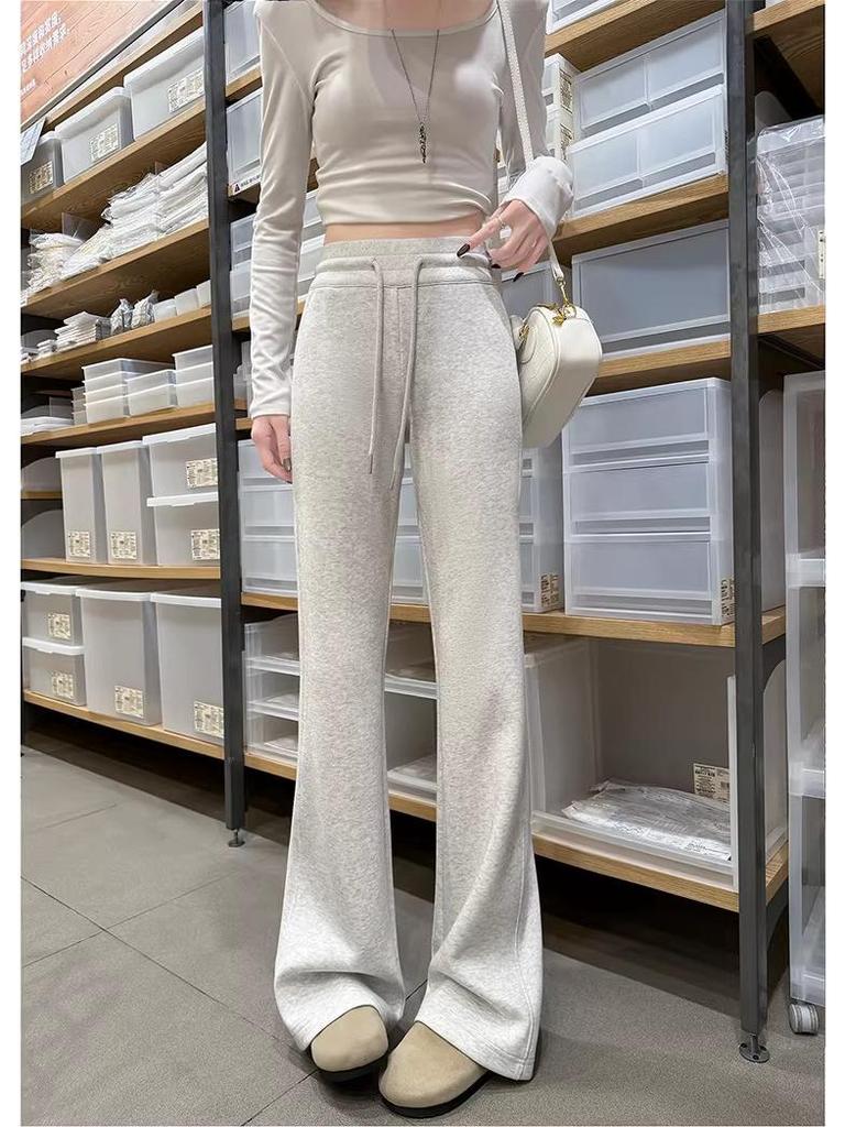 Women's Spring 2026 High-Waisted Micro-Flare Casual Pants - Slimming, Petite, Narrow Leg Design