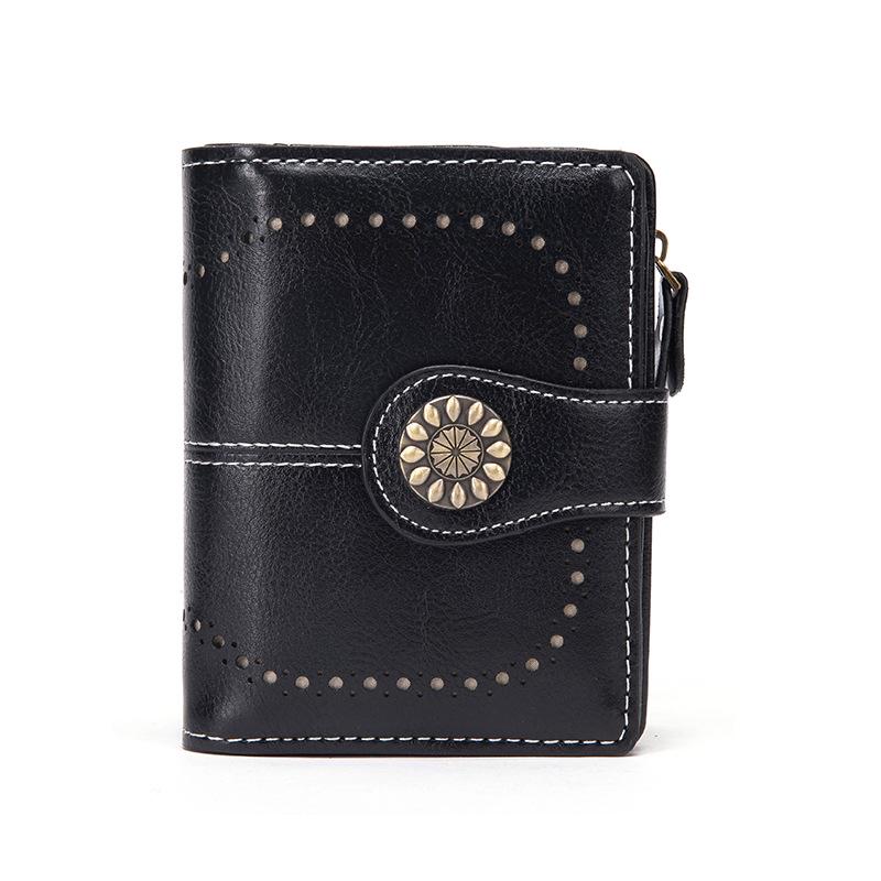 

2022 Korean Style Women s Leather Mini Wallet and Coin Purse полночь/чёрный