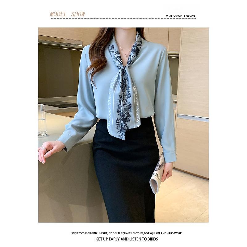 2026 Spring and Autumn New Fashion Bow Long Sleeve Shirt for Women, Elegant Casual Top