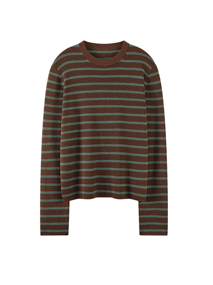 Elegant Striped Merino Wool Sweater - Spring/Autumn 2026 Women's Thin Knitwear