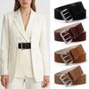 Women's Retro Frosted Suede Belt: Double Pin Buckle, Wide Waistband, Perfect for Coats & Dresses, High-End Feel