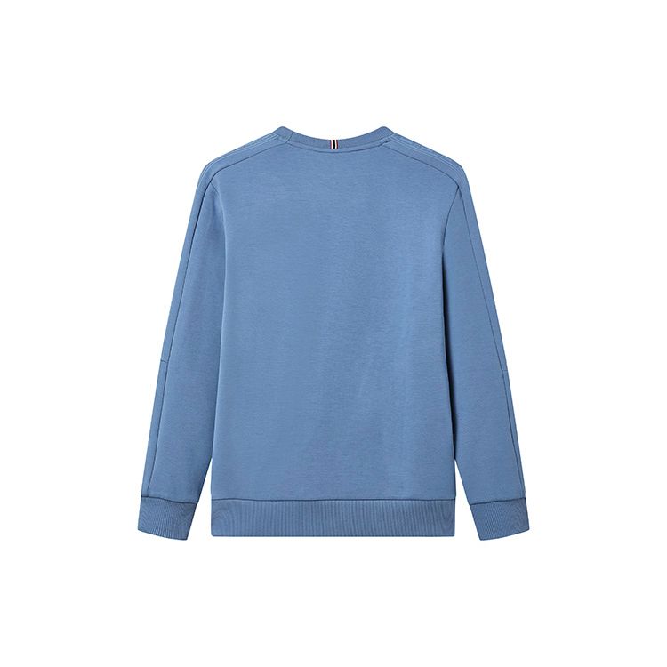 FILA Solid Color Logo Casual Basic Knit Pullover Crewneck Sweatshirt Men sweatshirt Cluster-Blue F11M241204FBU