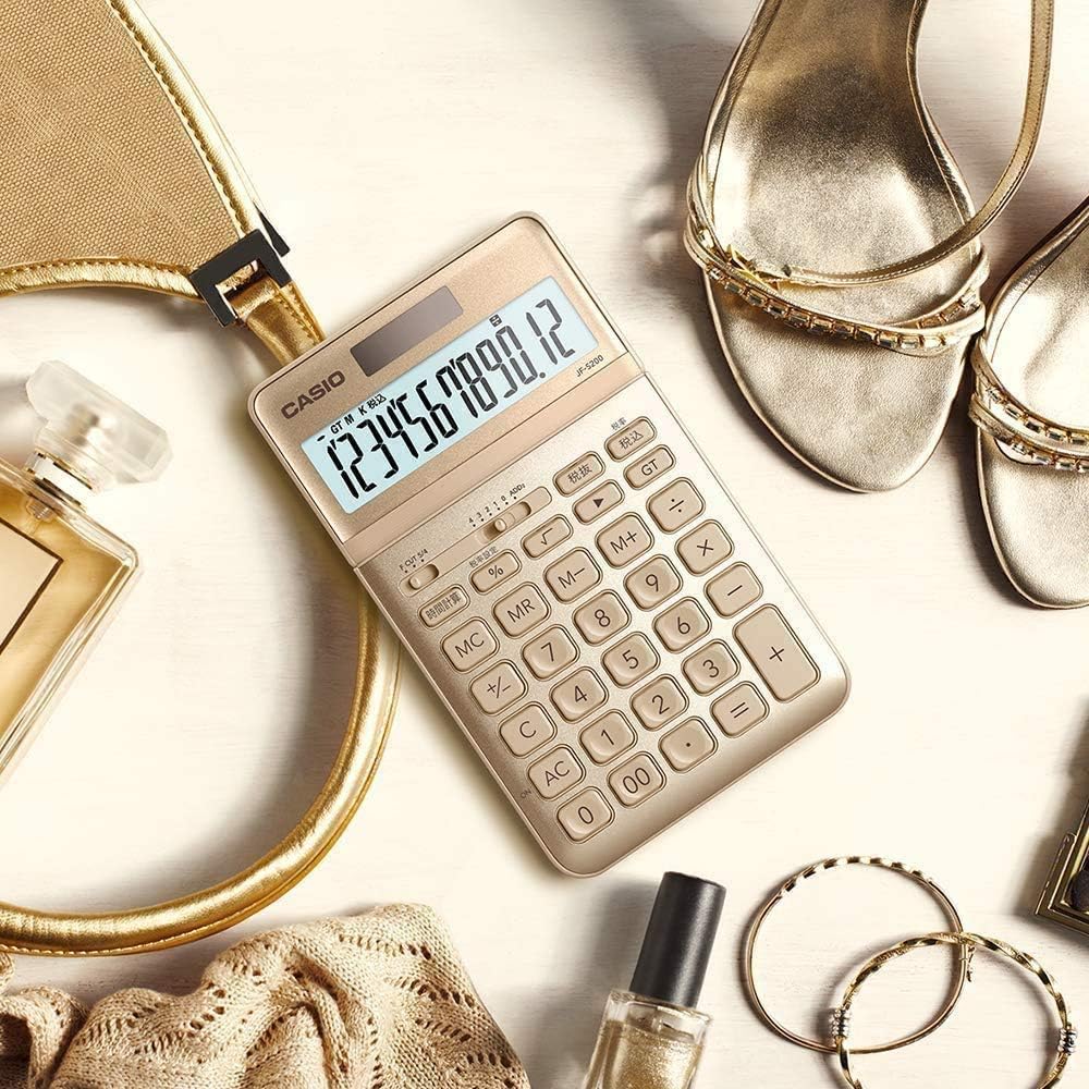 Casio Stylish Calculator Gold 12 Digit Just Type JF-S200-GD-N