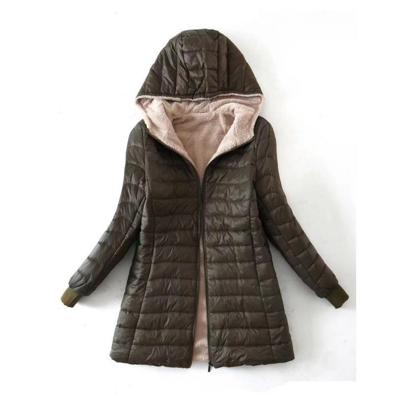 2024 Korean Style Slim Fit Fleece-Lined Hooded Cotton Coat, Warm Lambswool Women's Jacket for Autumn/Winter