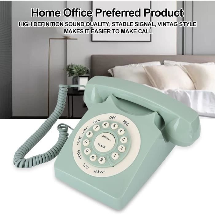 Téléphone Antique Haute Définition,Ligne Fixe Filaire Vintage,Grand Bouton Clair,pour la Maison,Le Bureau,la Décoration - RÉTRO L