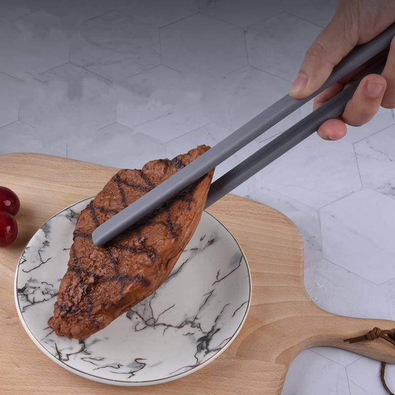 Non-Slip Silicone Tongs Bread Food Barbecue Clip Long Handle Steak Clamp Home Kitchen Cooking Tools